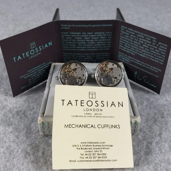 Tateossian London Mechanical‎ Cufflinks Sterling Silver Watch Movement Steampunk